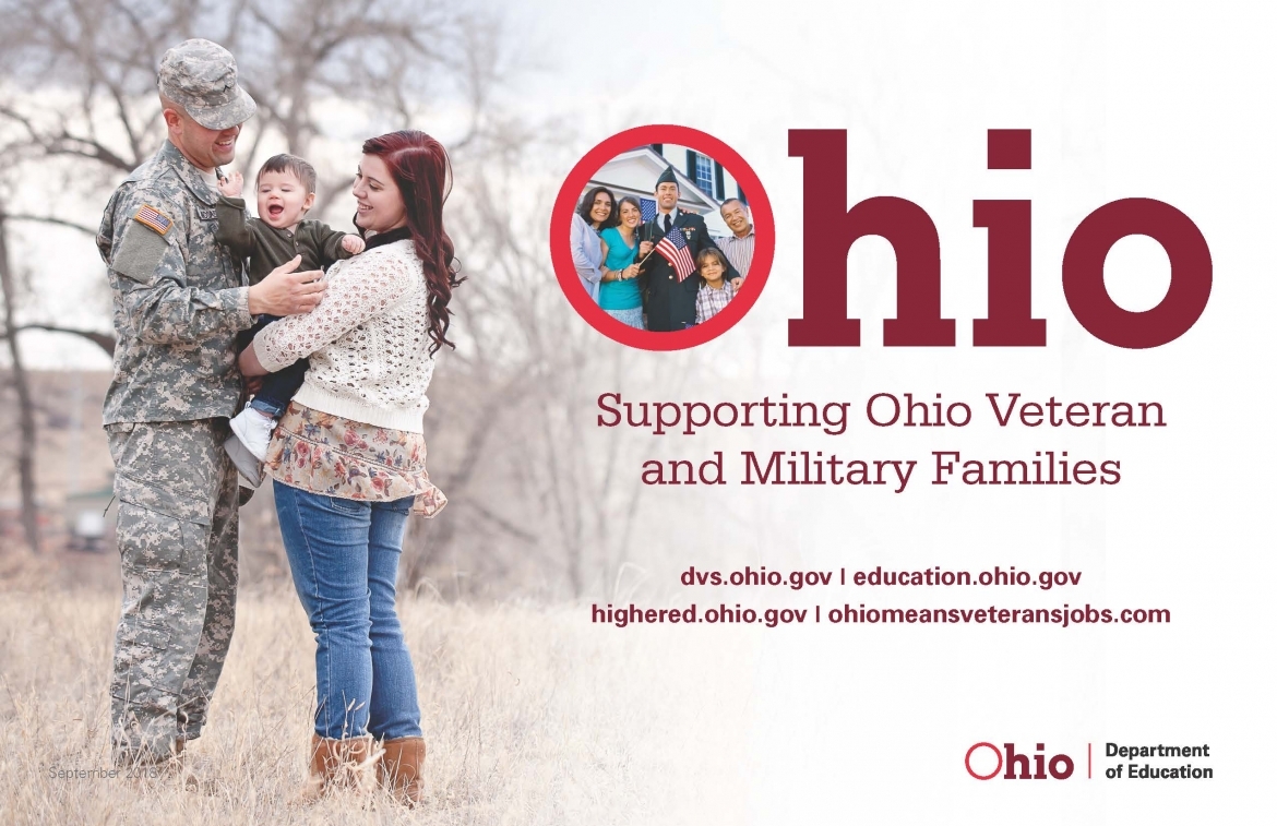 Ohio Supporting Ohio Veteran and Military Families poster with military family